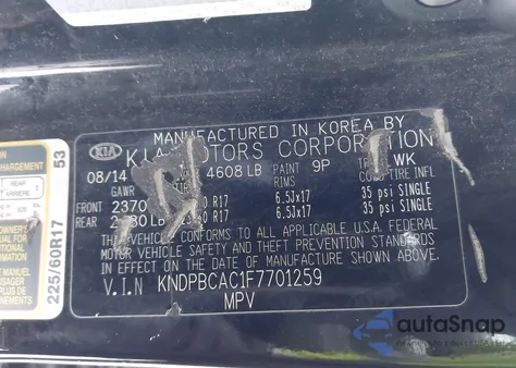 2015 Kia Sportage Lx z USA, uszkodzony, nr VIN KNDPBCAC1F7701259